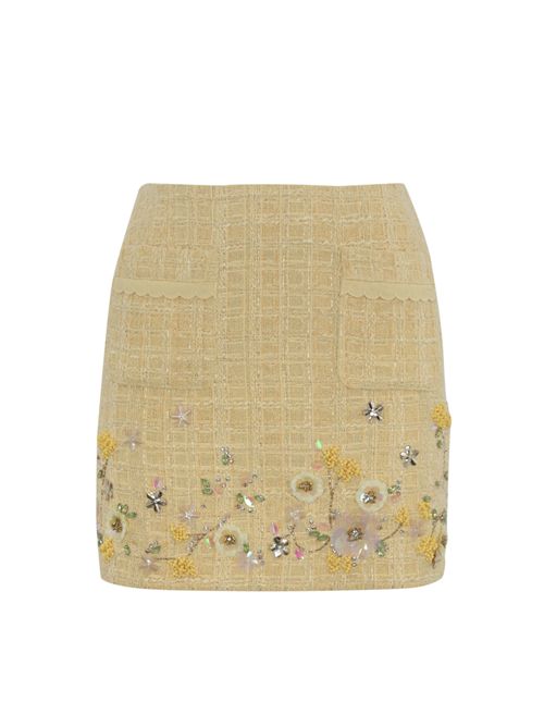 Gonna in tweed con ricamo floreale Elisabetta Franchi | GO10852E2DC7